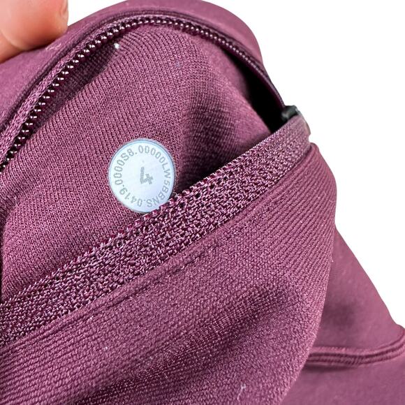 LULULEMON Zoned in Burgundy Cut Out Leggings Women's Size 4 Workout Gym - Picture 4 of 9
